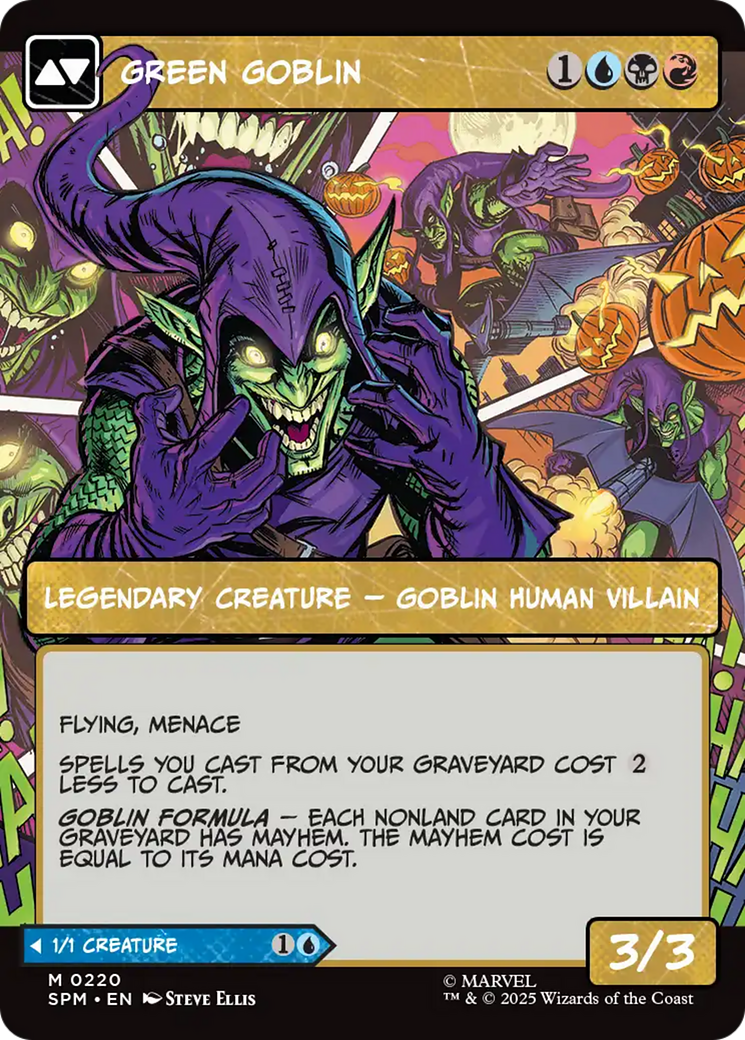 Back face of Norman Osborn // Green Goblin - Legendary Creature — Goblin Human Villain card