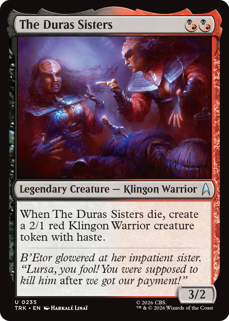 The Duras Sisters - Uncommon Legendary Creature — Klingon Warrior card from Star Trek