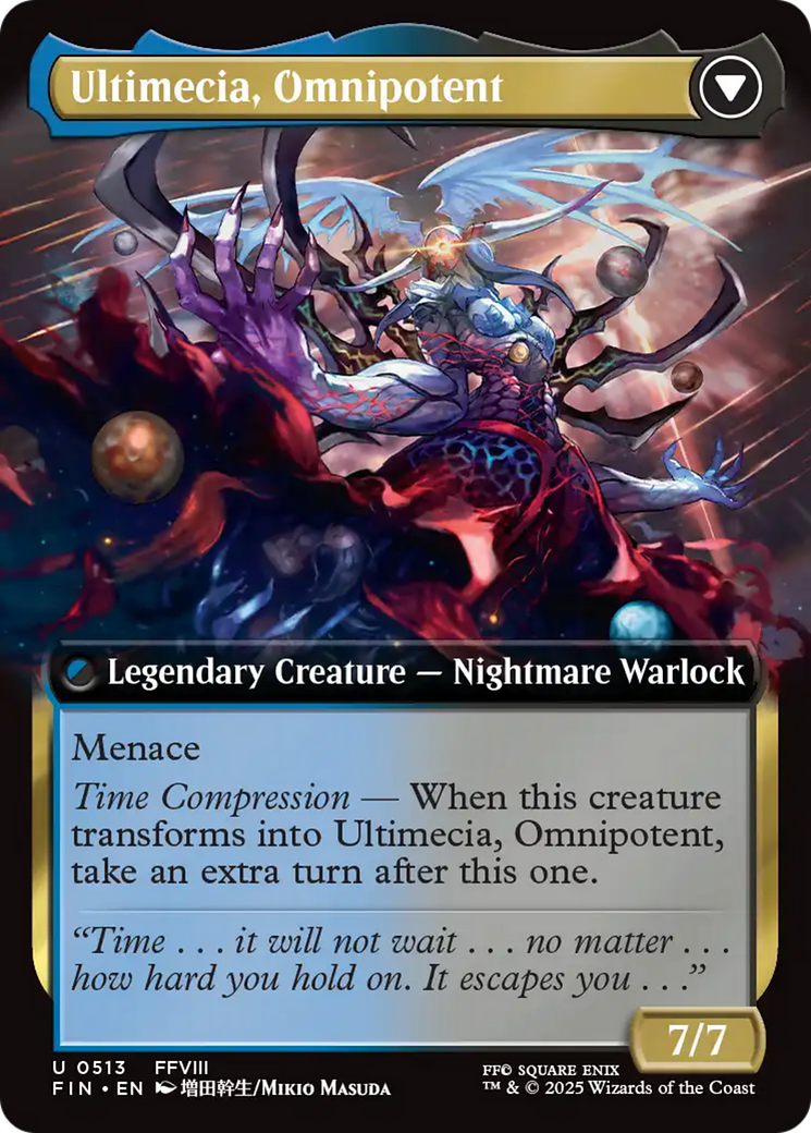 Back face of Ultimecia, Time Sorceress // Ultimecia, Omnipotent - Legendary Creature — Nightmare Warlock card