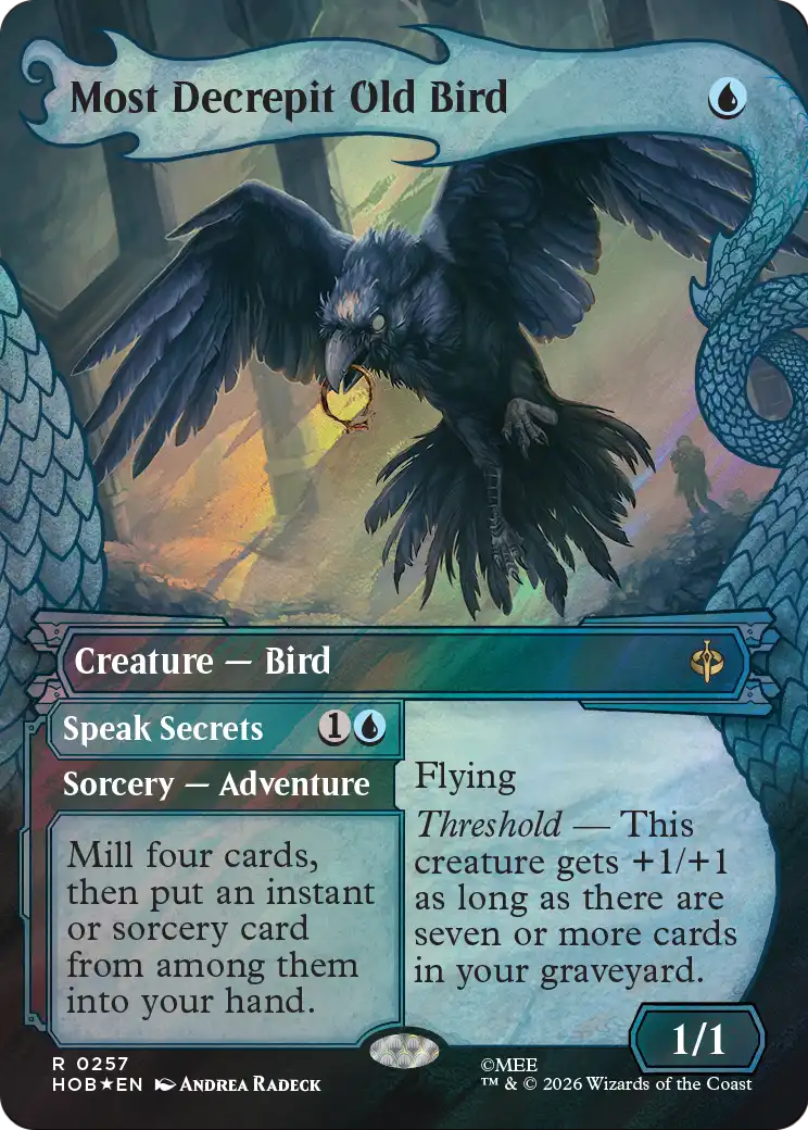 Most Decrepit Old Bird // Speak Secrets - Rare Sorcery — Adventure card from The Hobbit