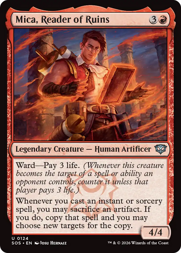 Mica, Reader of Ruins - Uncommon Legendary Creature — Human Artificer card from Secrets of Strixhaven