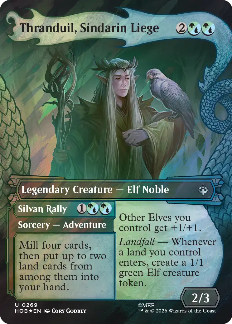 Thranduil, Sindarin Liege // Silvan Rally - Uncommon Legendary Creature — Elf Noble card from The Hobbit