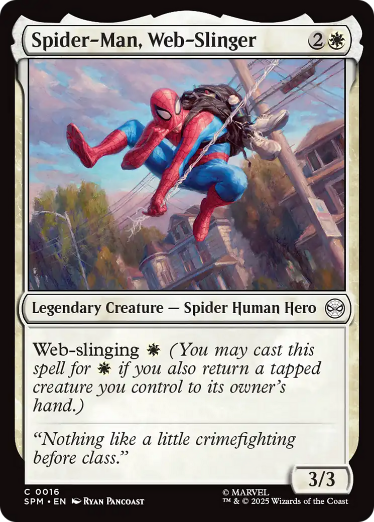 Spider-Man, Web-Slinger - Common Legendary Creature — Spider Human Hero card from Marvel's Spider-Man