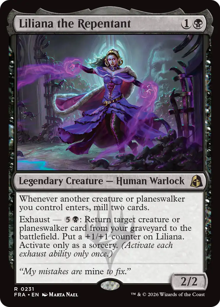 Liliana the Repentant - Rare Legendary Creature — Human Warlock card from Reality Fracture
