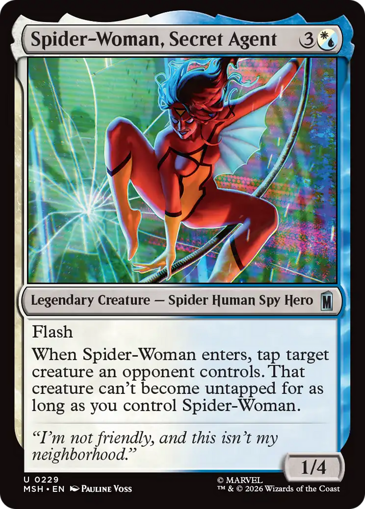 Spider-Woman, Secret Agent - Uncommon Legendary Creature — Spider Human Spy Hero card from Marvel Super Heroes