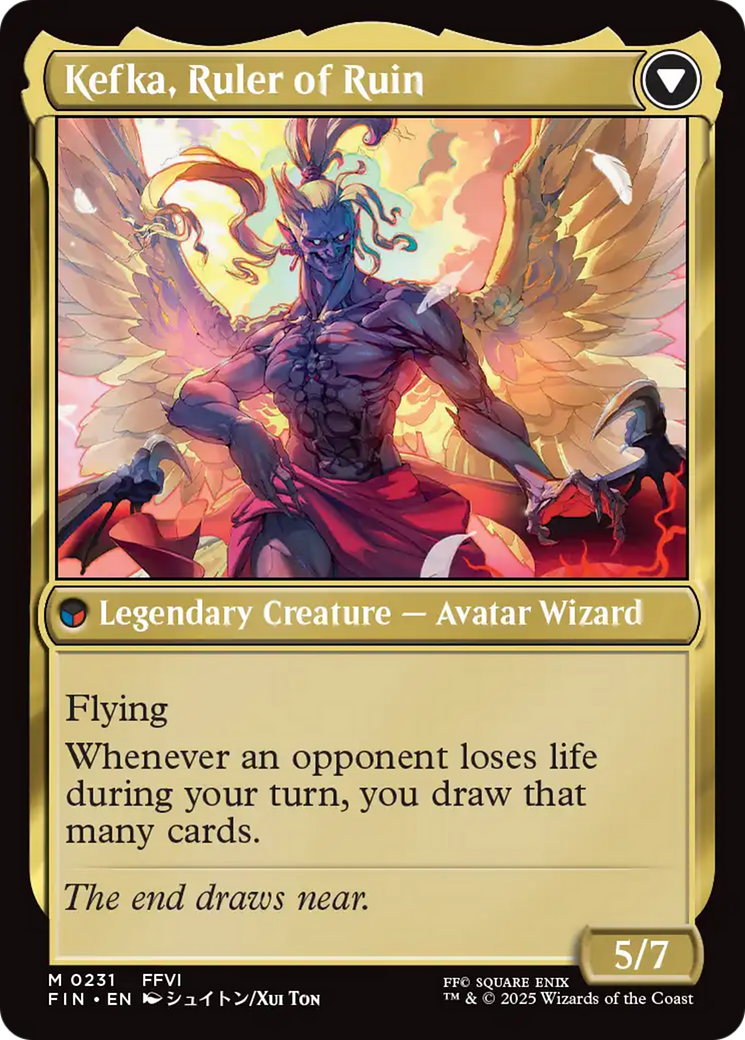 Back face of Kefka, Court Mage // Kefka, Ruler of Ruin - Legendary Creature — Avatar Wizard card