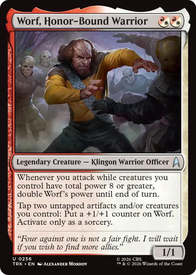 Worf, Honor-Bound Warrior - Uncommon Legendary Creature — Klingon Warrior Officer card from Star Trek