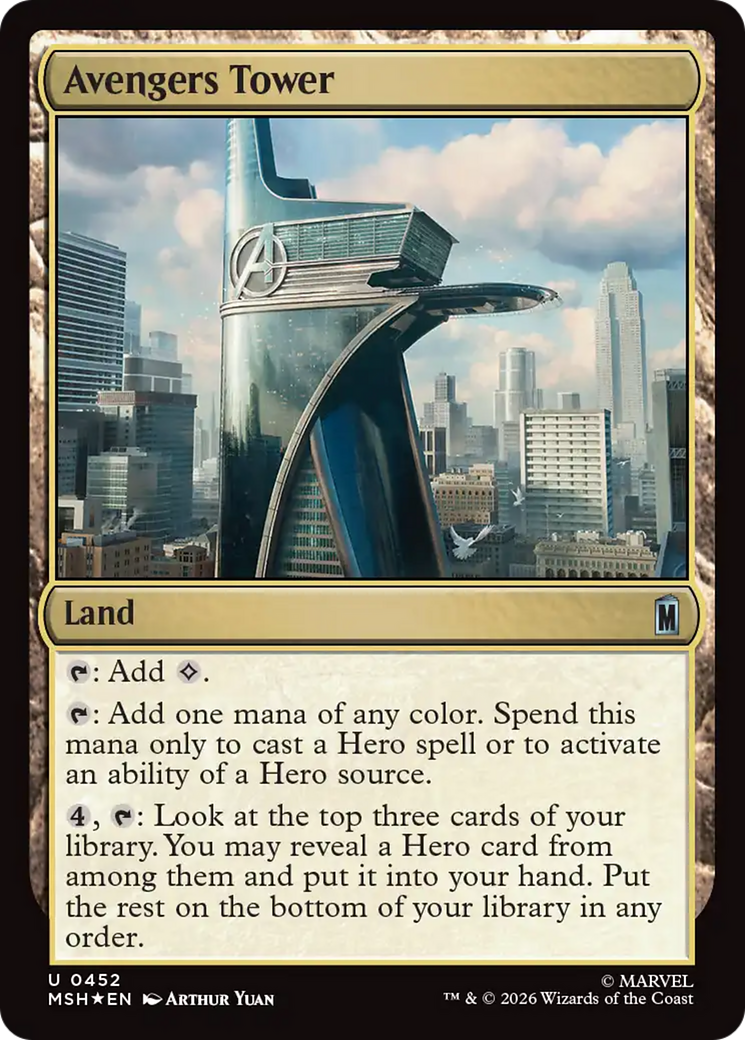 Avengers Tower - Uncommon Land card from Marvel Super Heroes