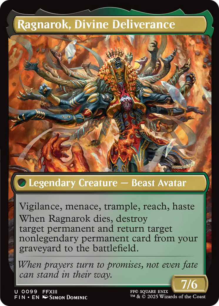Ragnarok, Divine Deliverance // Vanille, Cheerful l'Cie - Uncommon Legendary Creature — Beast Avatar card from Final Fantasy