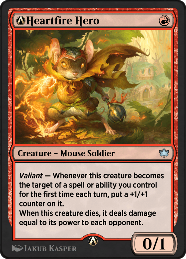 A-Heartfire Hero - Uncommon Creature — Mouse Soldier card from Bloomburrow