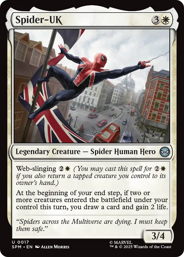 Spider-UK - Uncommon Legendary Creature — Spider Human Hero card from Marvel's Spider-Man