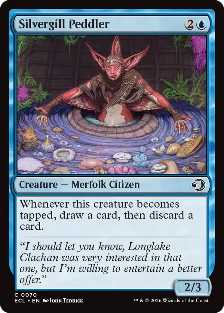 Silvergill Peddler - Common Creature — Merfolk Citizen card from Lorwyn Eclipsed