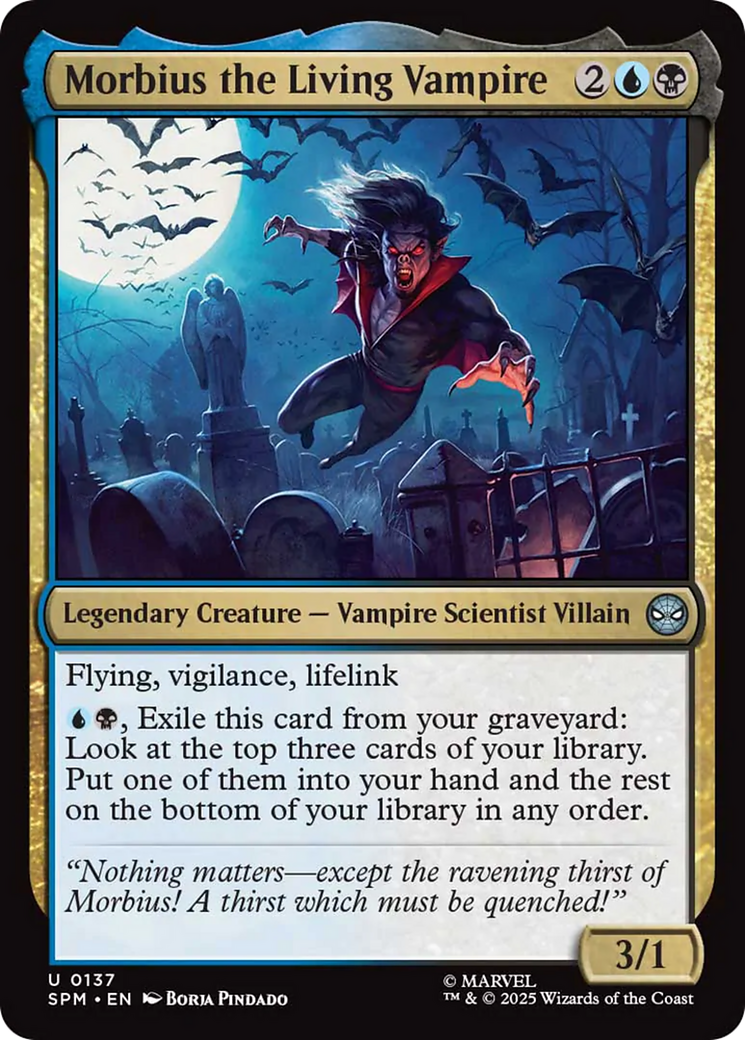 Morbius the Living Vampire - Uncommon Legendary Creature — Vampire Scientist Villain card from Marvel's Spider-Man