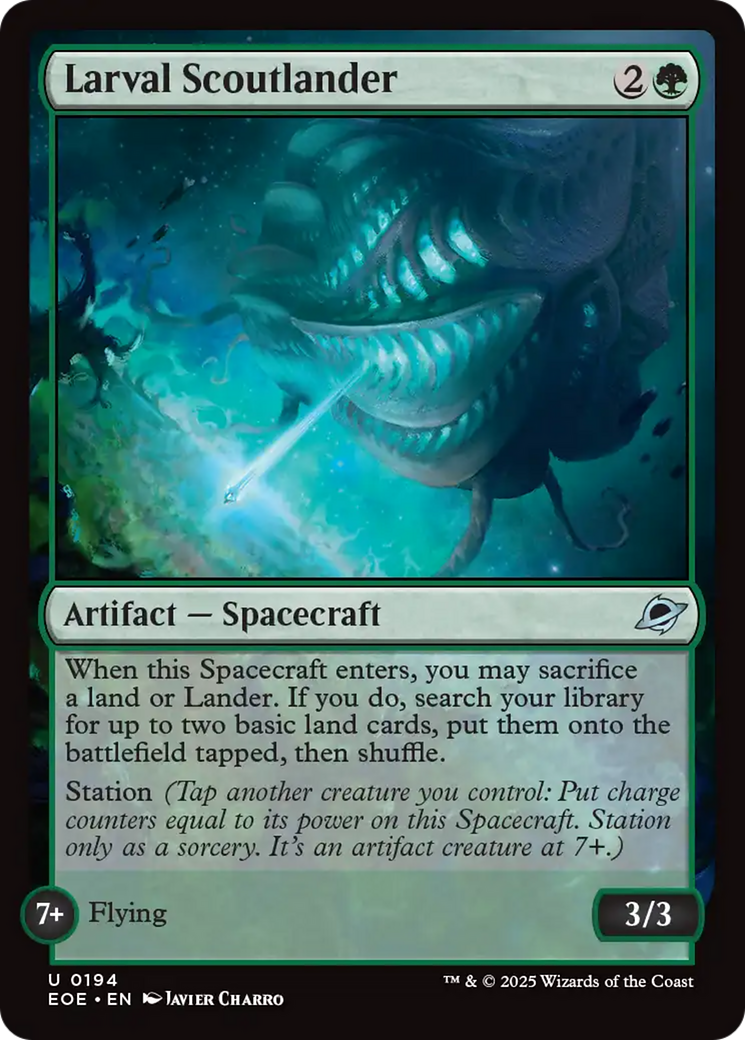 Larval Scoutlander - Uncommon Artifact — Spacecraft card from Edge of Eternities
