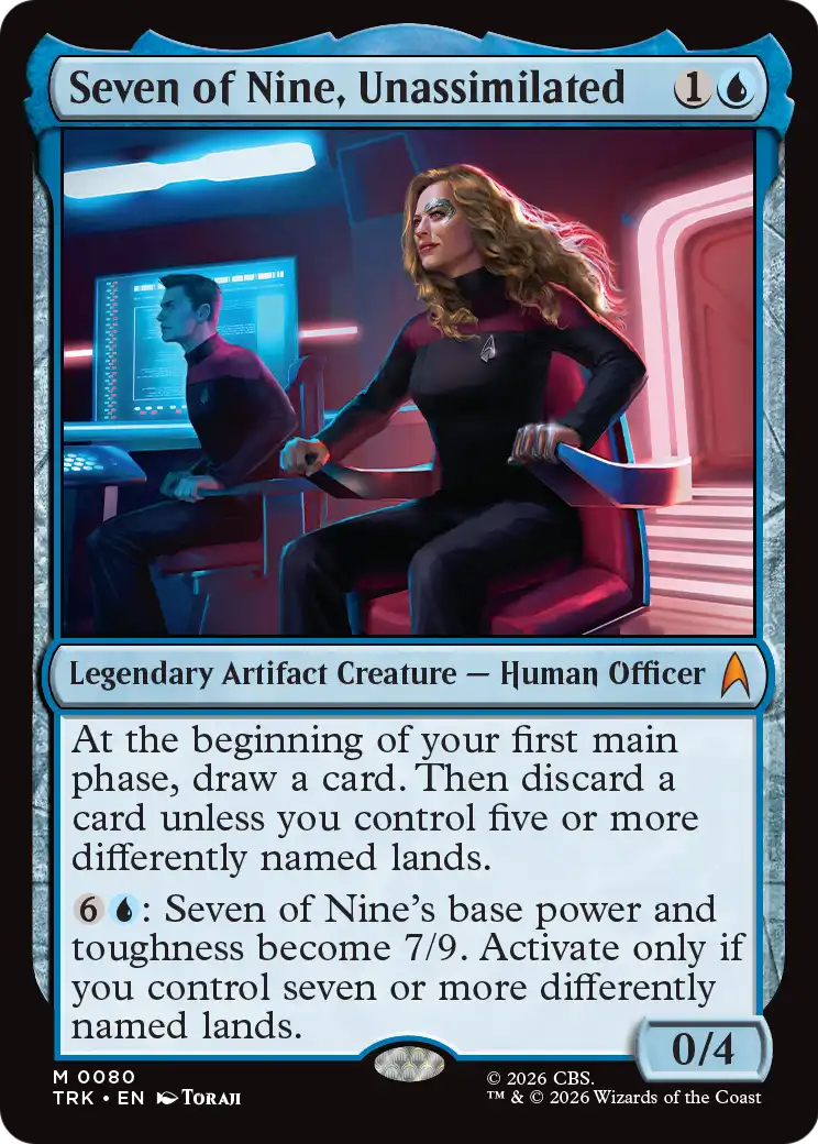 Seven of Nine, Unassimilated - Mythic Legendary Artifact Creature — Human Officer card from Star Trek
