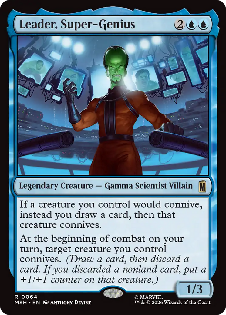 Leader, Super-Genius - Rare Legendary Creature — Gamma Scientist Villain card from Marvel Super Heroes