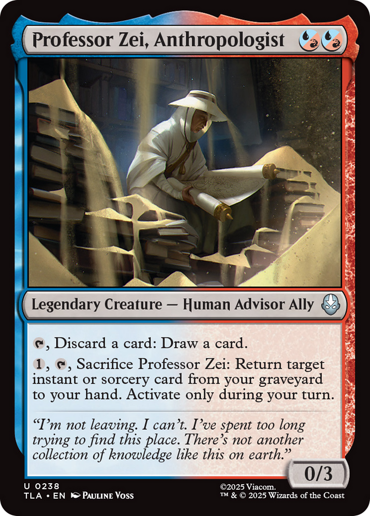 Professor Zei, Anthropologist - Uncommon Legendary Creature — Human Advisor Ally card from Avatar: The Last Airbender