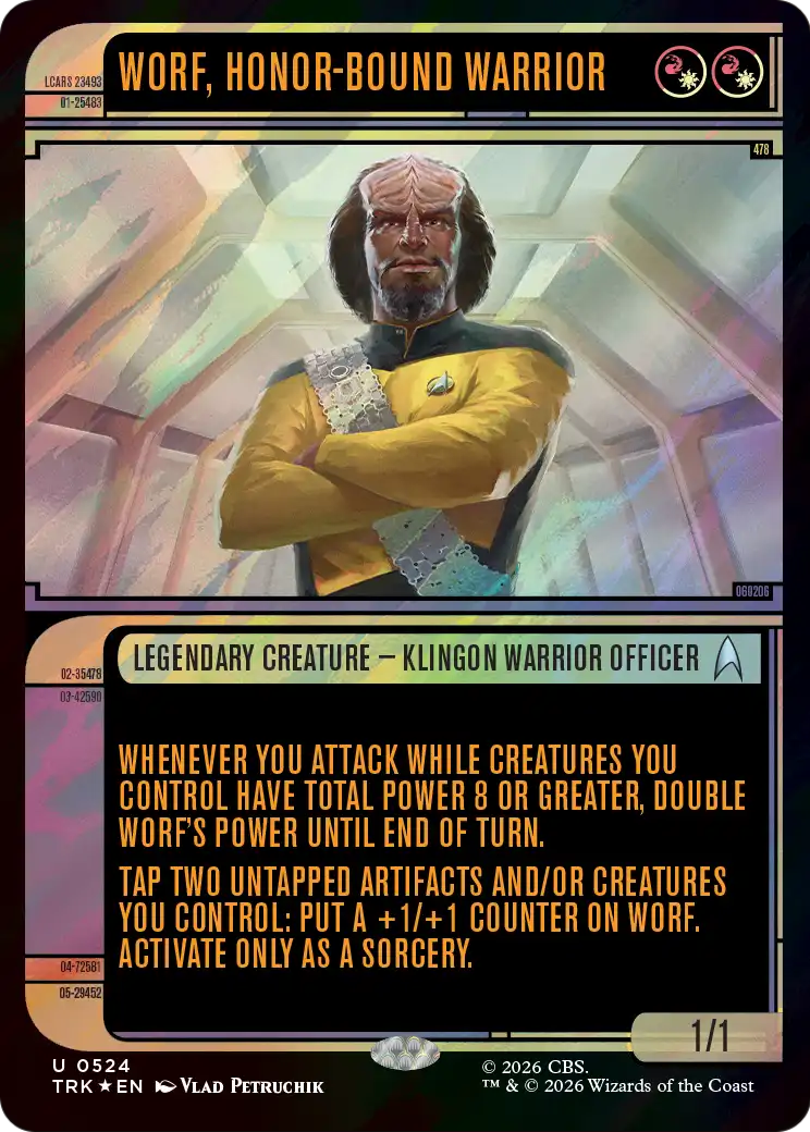 Worf, Honor-Bound Warrior - Uncommon Legendary Creature — Klingon Warrior Officer card from Star Trek