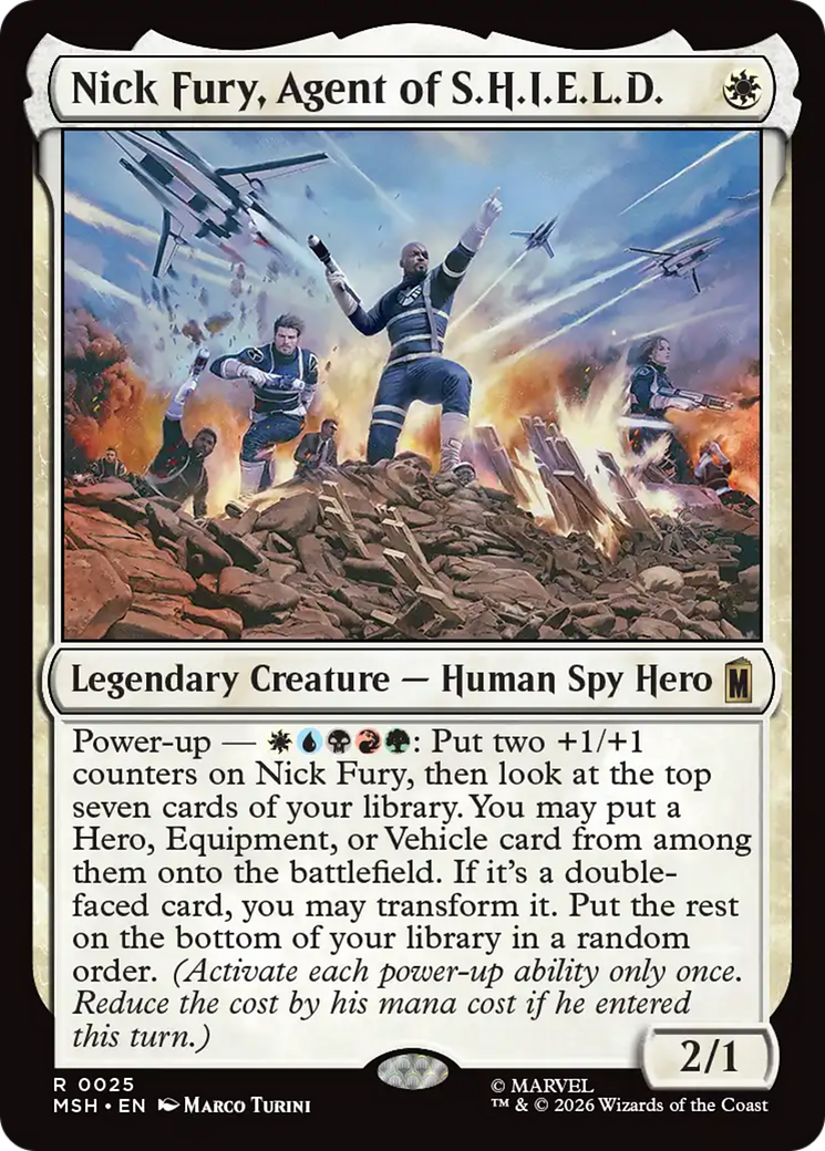 Nick Fury, Agent of S.H.I.E.L.D. - Rare Legendary Creature — Human Spy Hero card from Marvel Super Heroes