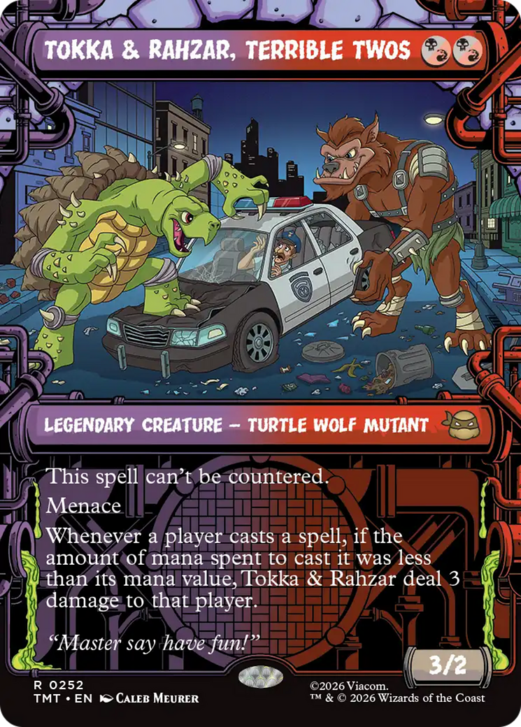 Tokka & Rahzar, Terrible Twos - Rare Legendary Creature — Turtle Wolf Mutant card from Teenage Mutant Ninja Turtles