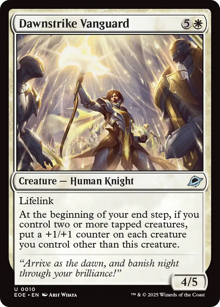 Dawnstrike Vanguard - Uncommon Creature — Human Knight card from Edge of Eternities