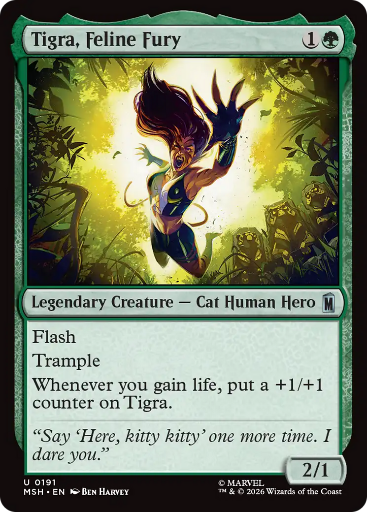Tigra, Feline Fury - Uncommon Legendary Creature — Cat Human Hero card from Marvel Super Heroes