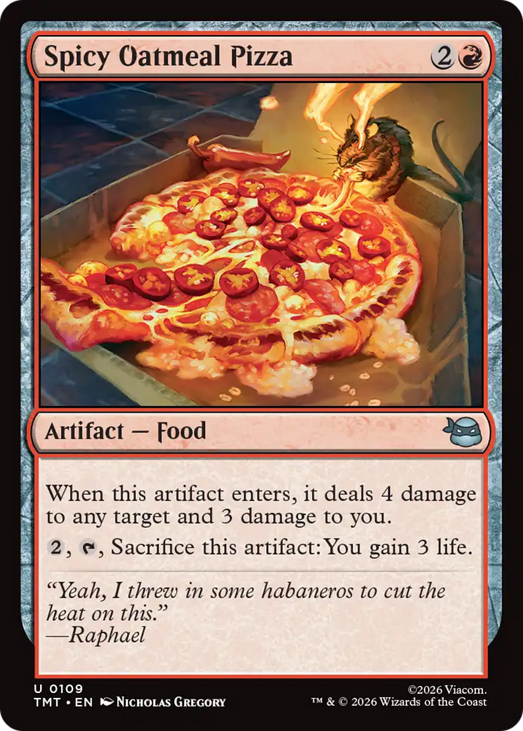 Spicy Oatmeal Pizza - Uncommon Artifact — Food card from Teenage Mutant Ninja Turtles