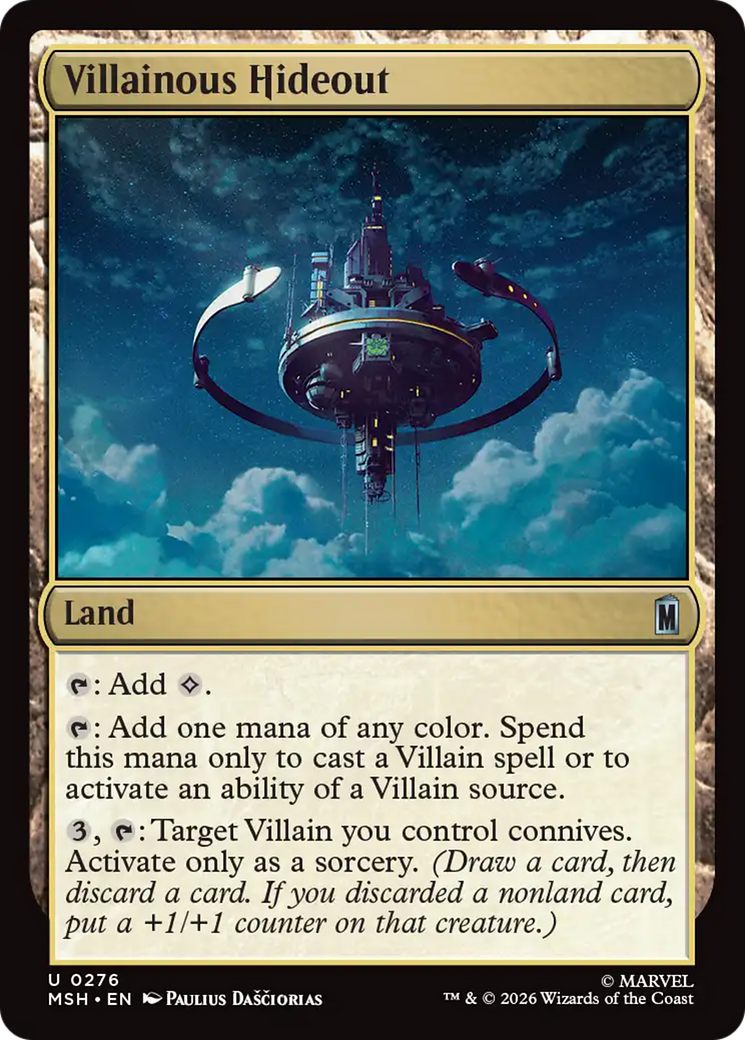 Villainous Hideout - Uncommon Land card from Marvel Super Heroes