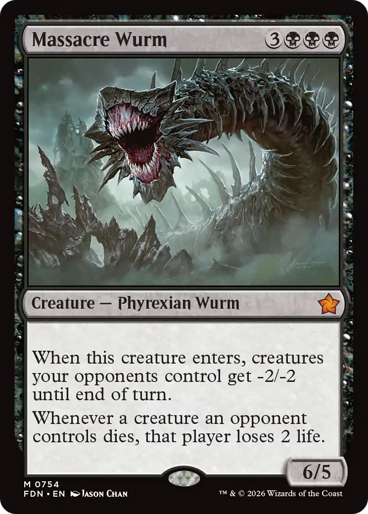 Massacre Wurm - Mythic Creature — Phyrexian Wurm card from Foundations