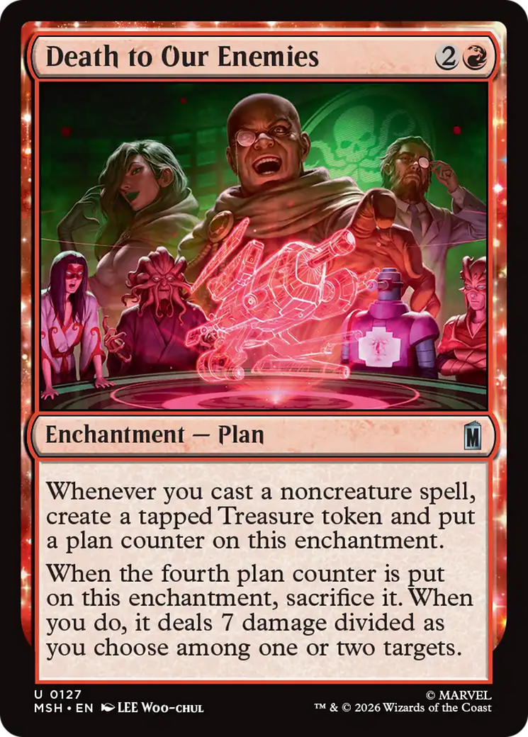 Death to Our Enemies - Uncommon Enchantment — Plan card from Marvel Super Heroes