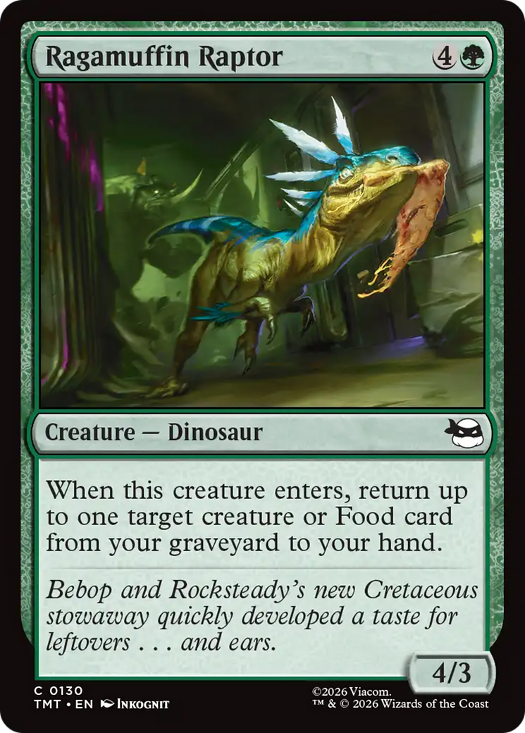 Ragamuffin Raptor - Common Creature — Dinosaur card from Teenage Mutant Ninja Turtles