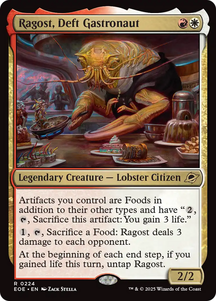 Ragost, Deft Gastronaut - Rare Legendary Creature — Lobster Citizen card from Edge of Eternities