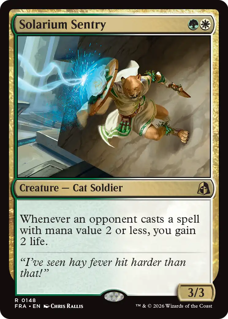 Solarium Sentry - Rare Creature — Cat Soldier card from Reality Fracture