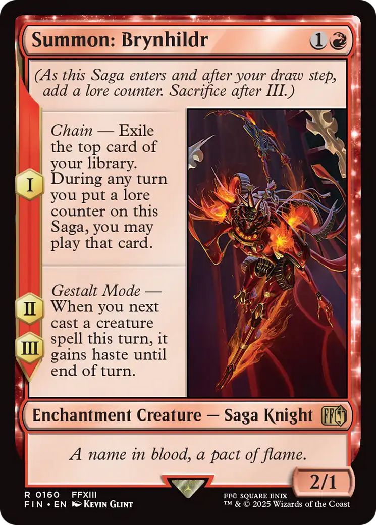 Summon: Brynhildr - Rare Enchantment Creature — Saga Knight card from Final Fantasy