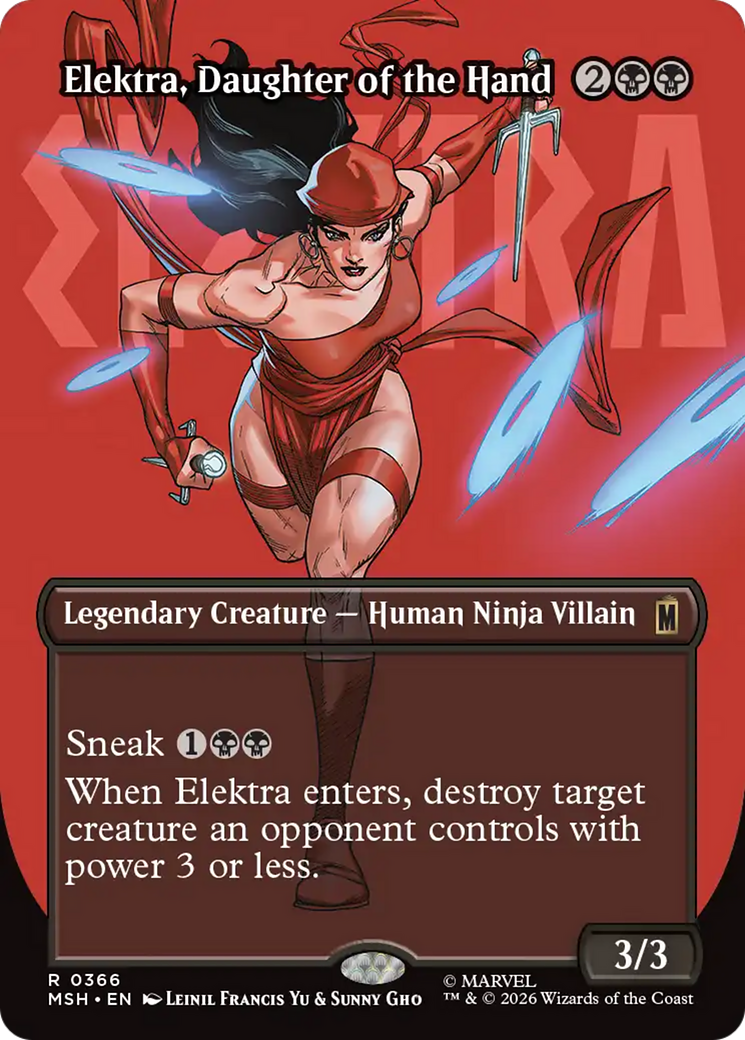 Elektra, Daughter of the Hand - Rare Legendary Creature — Human Ninja Villain card from Marvel Super Heroes