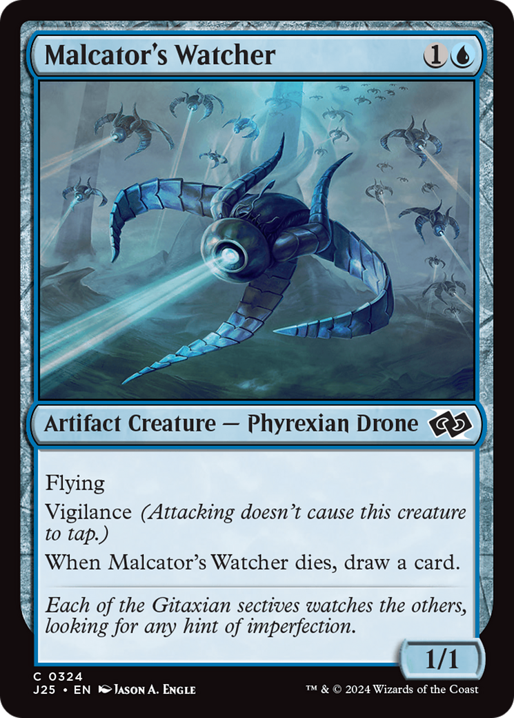 Malcator's Watcher - Common Artifact Creature — Phyrexian Drone card from Foundations Jumpstart