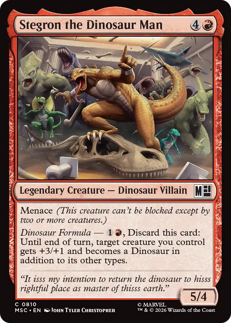 Stegron the Dinosaur Man - Common Legendary Creature — Dinosaur Villain card from Marvel Super Heroes Commander