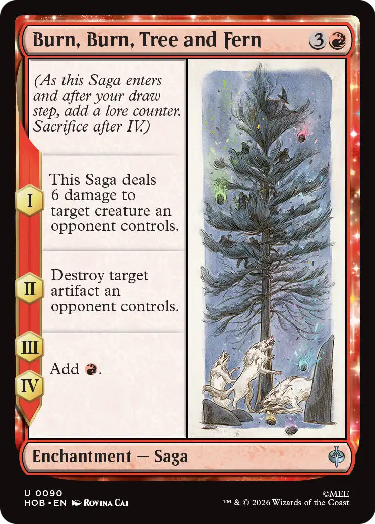 Burn, Burn, Tree and Fern - Uncommon Enchantment — Saga card from The Hobbit