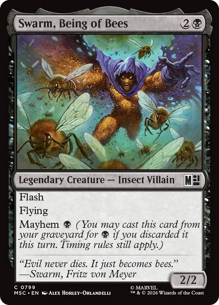 Swarm, Being of Bees - Common Legendary Creature — Insect Villain card from Marvel Super Heroes Commander