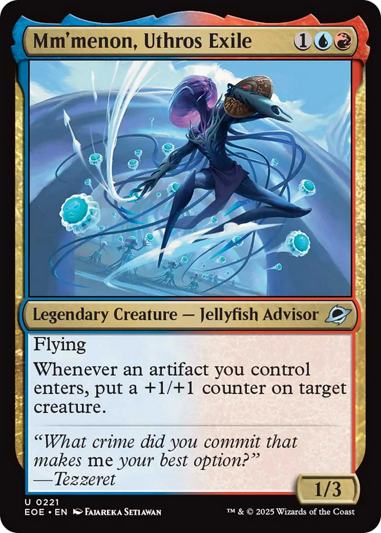 Mm'menon, Uthros Exile - Uncommon Legendary Creature — Jellyfish Advisor card from Edge of Eternities