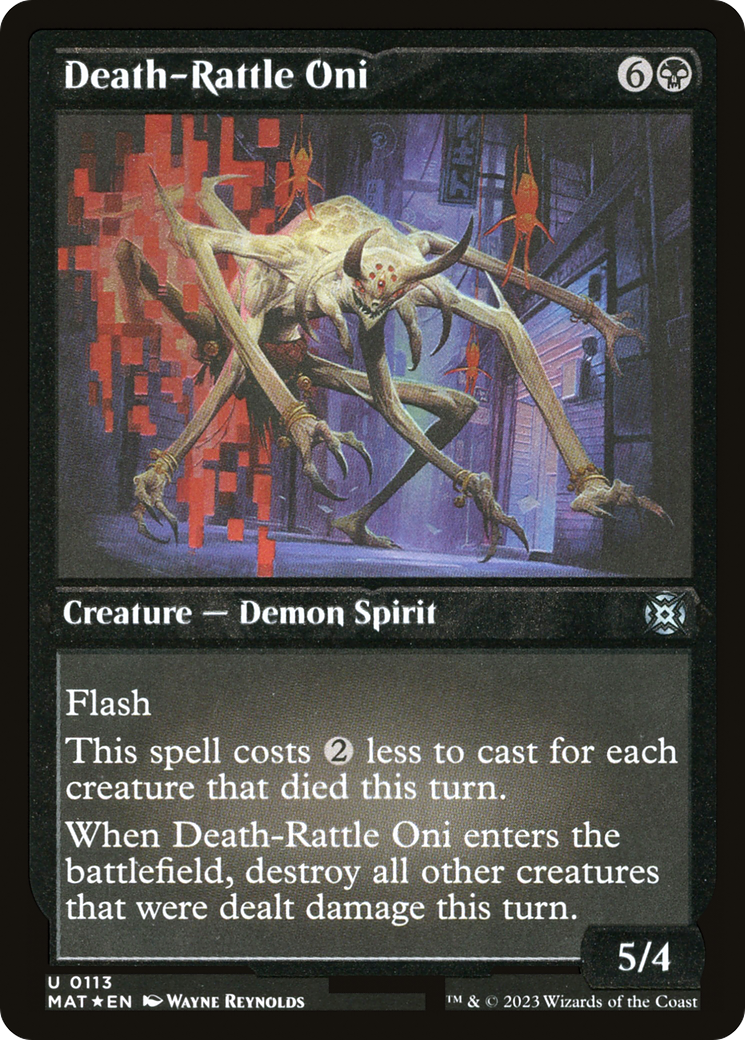 Death-Rattle Oni - Uncommon Creature — Demon Spirit card from March of the Machine: The Aftermath