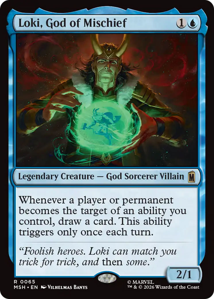Loki, God of Mischief - Rare Legendary Creature — God Sorcerer Villain card from Marvel Super Heroes