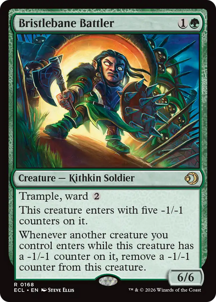 Bristlebane Battler - Rare Creature — Kithkin Soldier card from Lorwyn Eclipsed