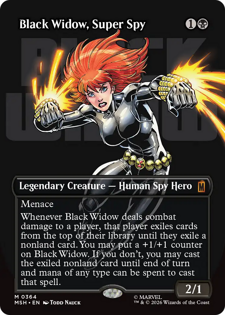 Black Widow, Super Spy - Mythic Legendary Creature — Human Spy Hero card from Marvel Super Heroes