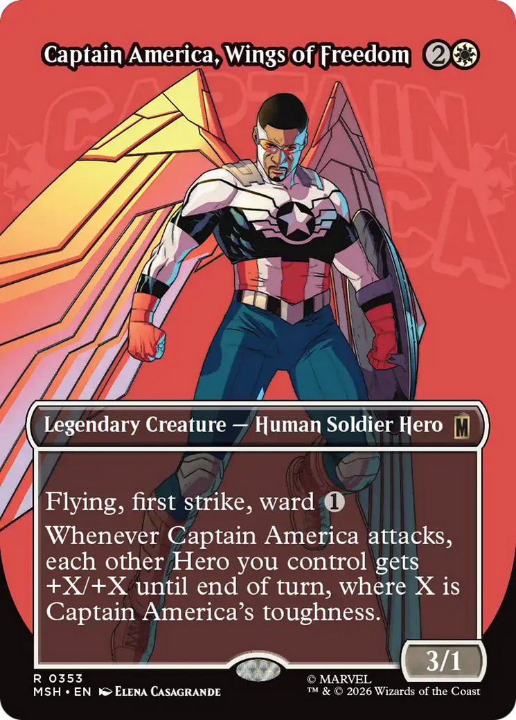 Captain America, Wings of Freedom - Rare Legendary Creature — Human Soldier Hero card from Marvel Super Heroes