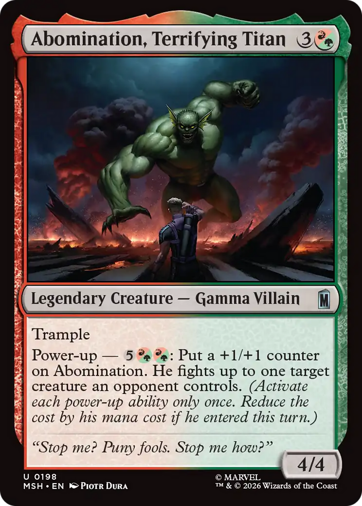 Abomination, Terrifying Titan - Uncommon Legendary Creature — Gamma Villain card from Marvel Super Heroes
