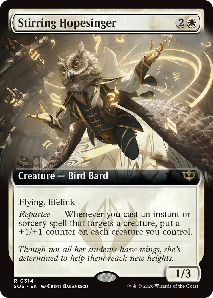 Stirring Hopesinger - Rare Creature — Bird Bard card from Secrets of Strixhaven