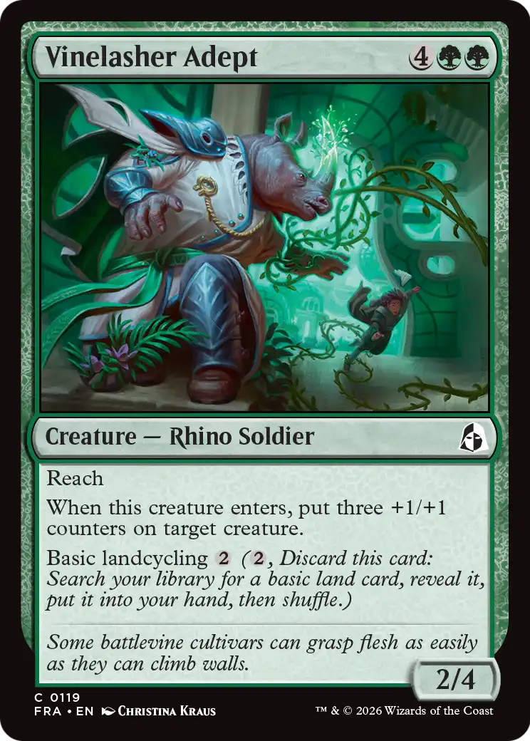 Vinelasher Adept - Common Creature — Rhino Soldier card from Reality Fracture