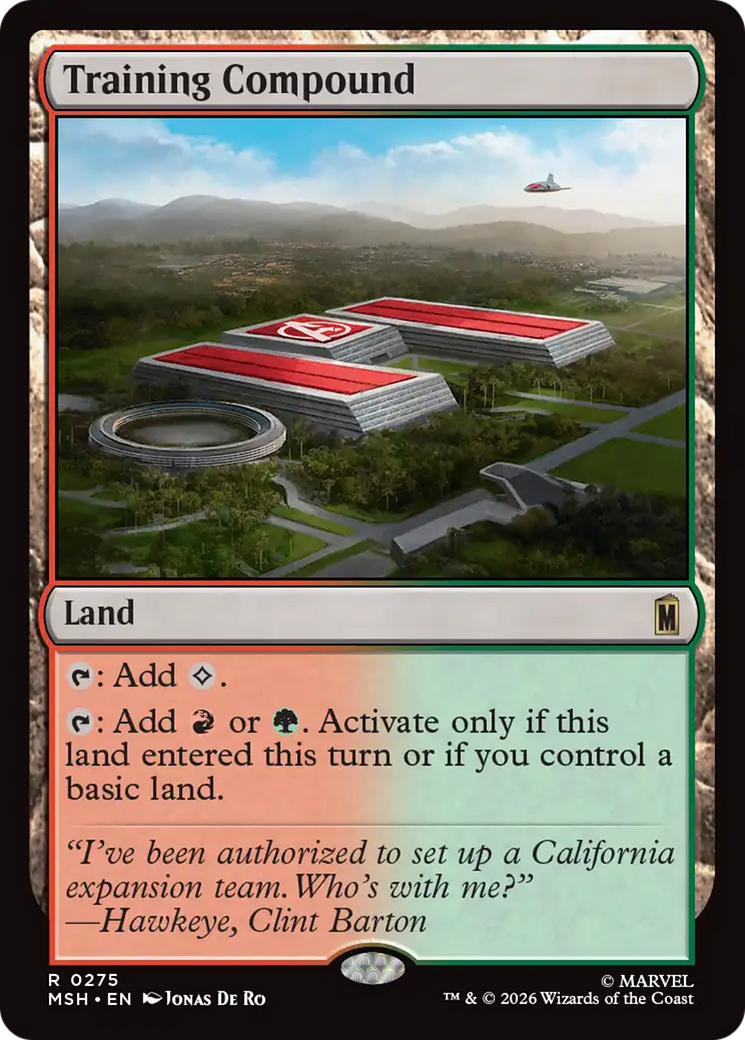 Training Compound - Rare Land card from Marvel Super Heroes