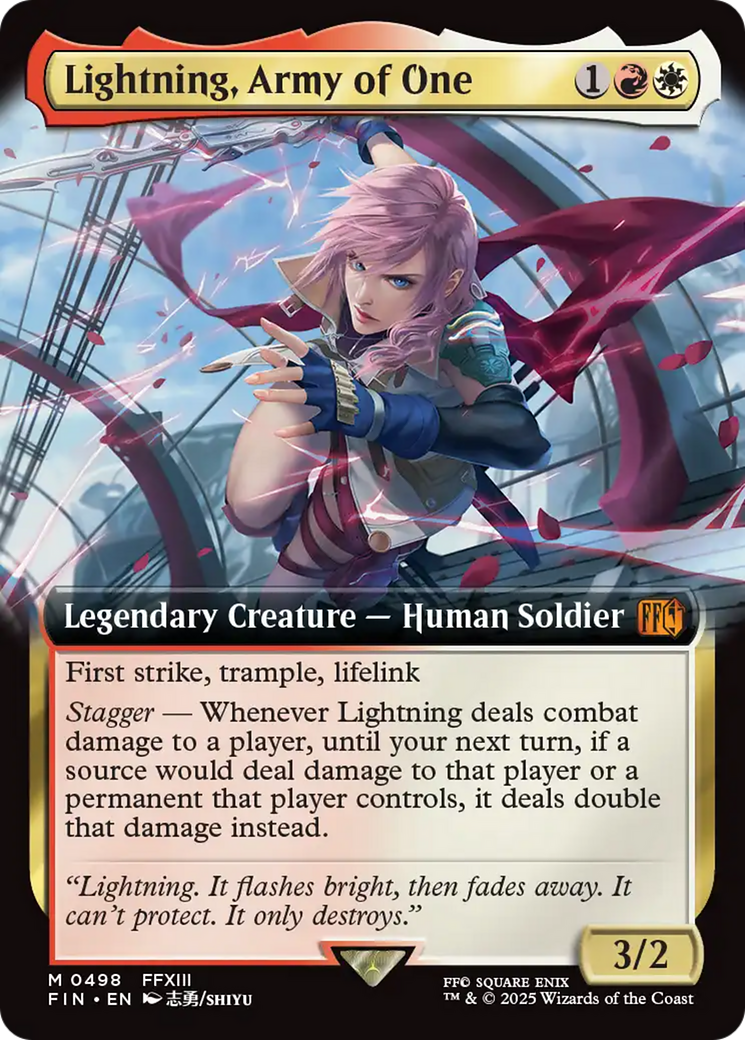 Lightning, Army of One - Mythic Legendary Creature — Human Soldier card from Final Fantasy